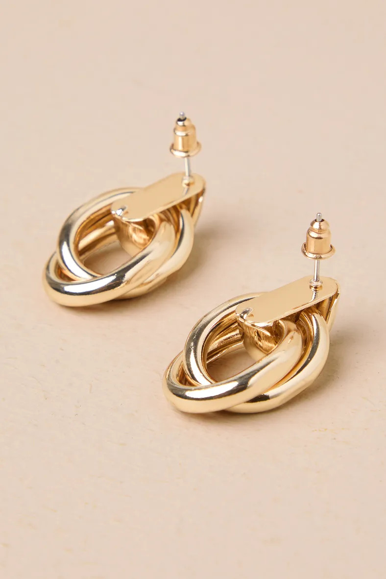Gold Chain Link Earrings - Interlocking Hoop Earrings - Earrings - Lulus | Lulus