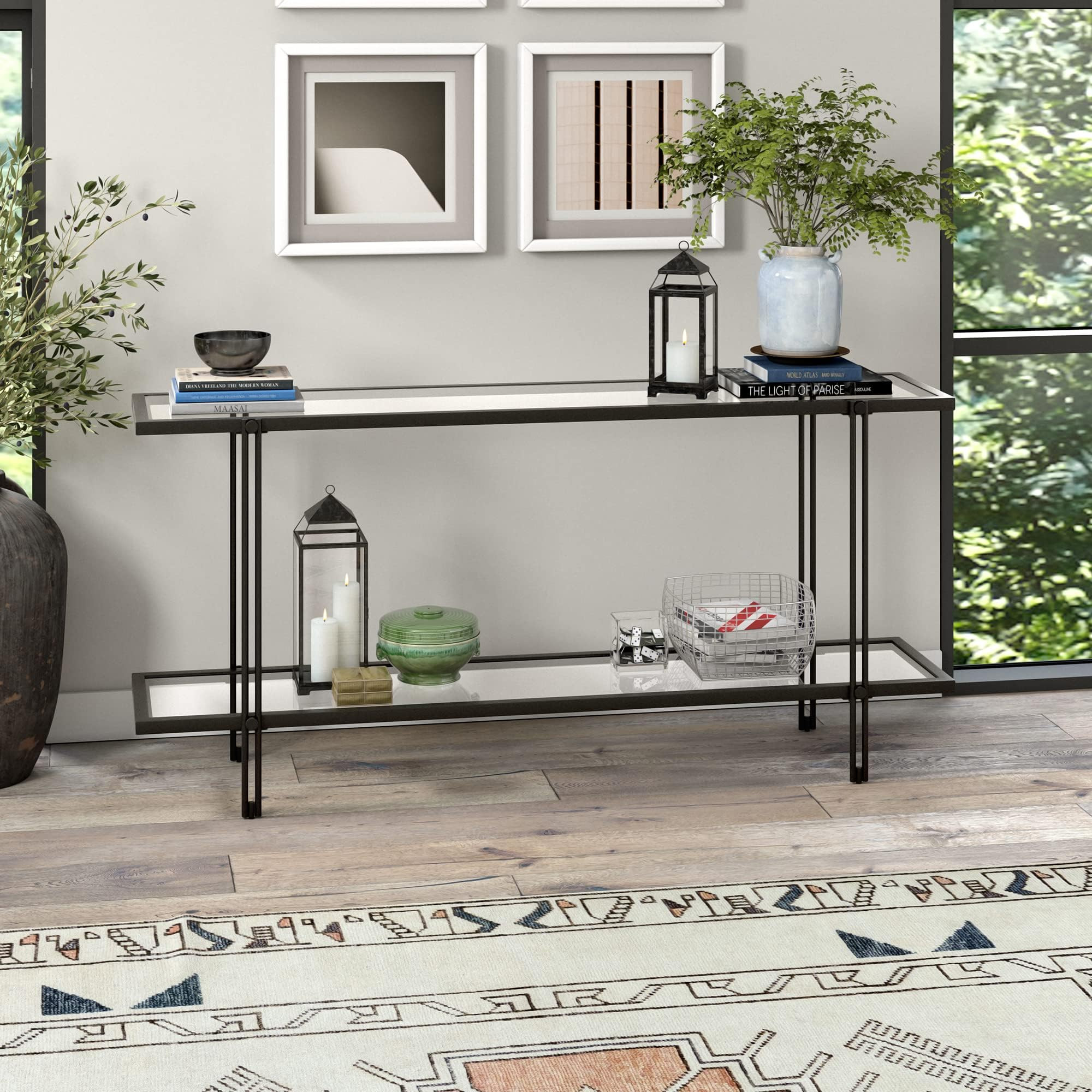 Henn&Hart 64" Wide Rectangular Console Table in Blackened Bronze, Entryway Table, Accent Table for L | Amazon (US)