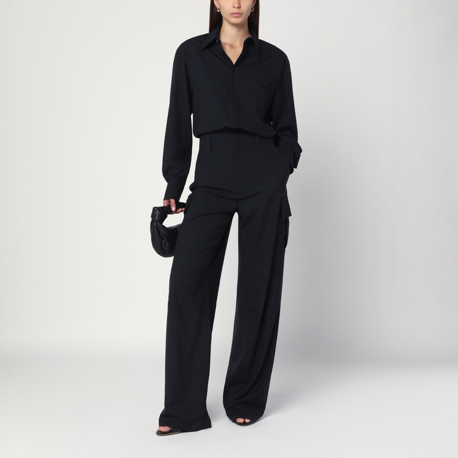 Midnight blue wool cargo trousers | The Double F