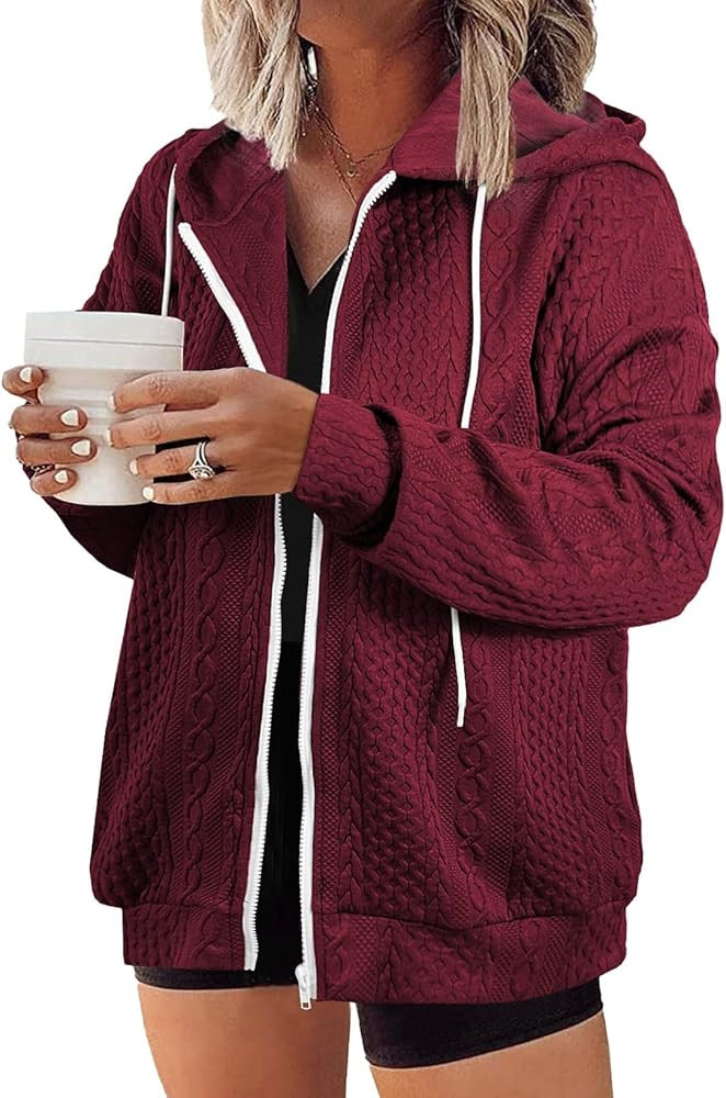 Eytino Womens Plus Size Hoodies Sweatshirt Long Sleeve Zip Up Drawstring Jacket Coat Outwear with... | Amazon (US)