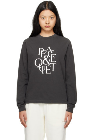 Museum of Peace & Quiet - Black Serif Long Sleeve T-Shirt | SSENSE