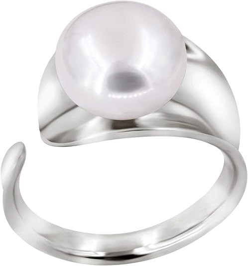 Sterling Silver Womens Pearl Ring Gold Freshwater Ajustable | Amazon (US)