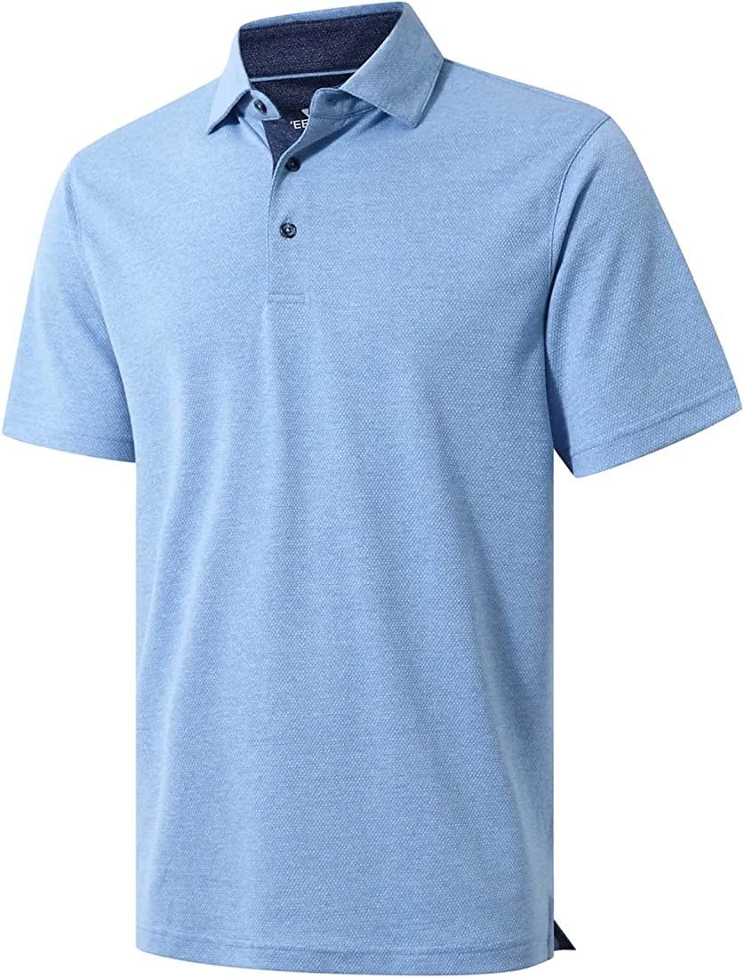 VEBOON Men's Polo Shirts Short Sleeve Cotton Blend Heather Moisture Wicking Casual Collared Shirt... | Amazon (US)