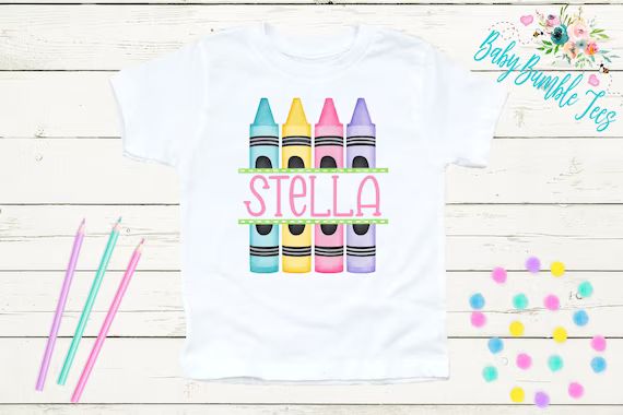 Crayon School Shirt  // Girls School Shirt // Back To School Shirt // First Day Of School / Toddl... | Etsy (US)