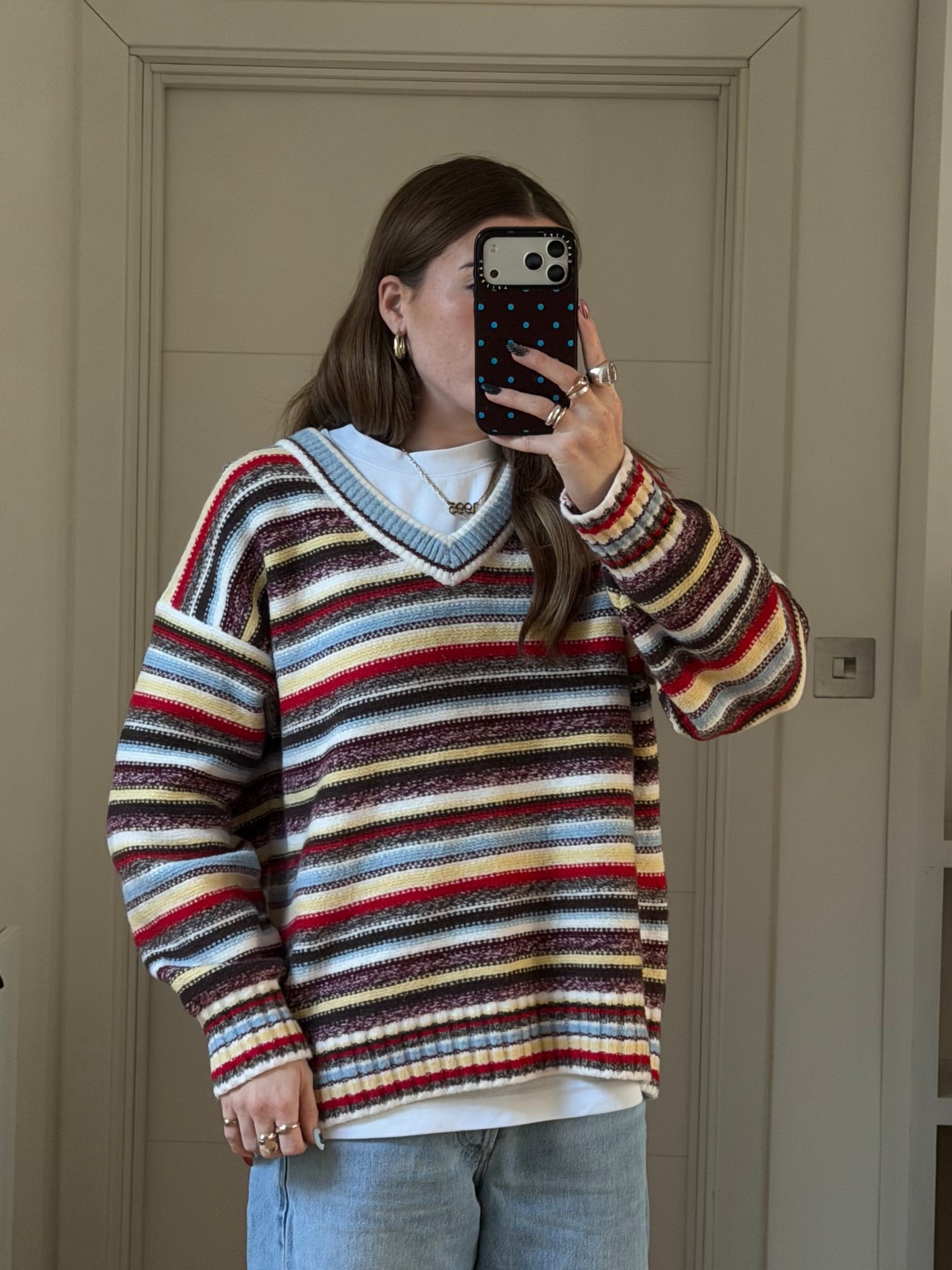 Abercrombie jumper, v neck jumper, stripe jumper, chunky knit, stripe knit 

- Wearing a size small 

#LTKwinter #LTKuk #LTKstyletip