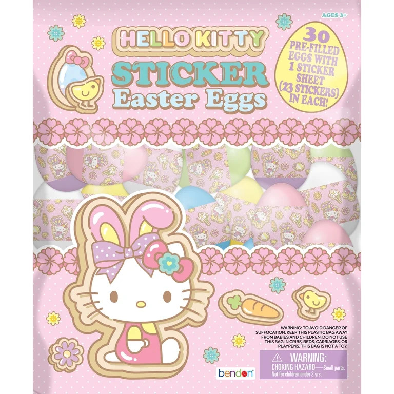 Hello Kitty Easter Egg Hunt Set with 30 Prefilled Eggs Filled with Stickers, Easter Party & Baske... | Walmart (US)