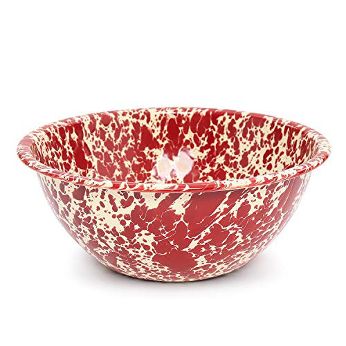 Crow Canyon Home Enamelware Serving Bowl, 1.5 quart, Burgundy/Cream Splatter (Single) | Amazon (US)