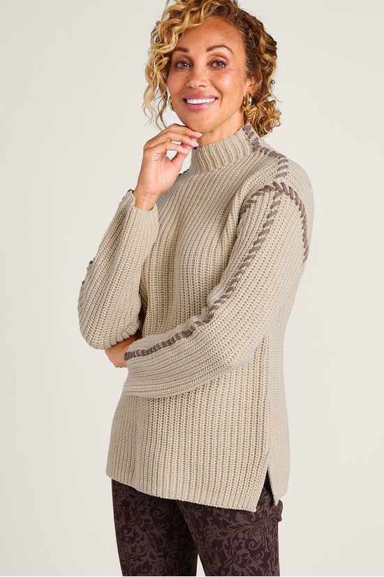 Whip Stitch Mock Neck Shaker Sweater | Soft Surroundings