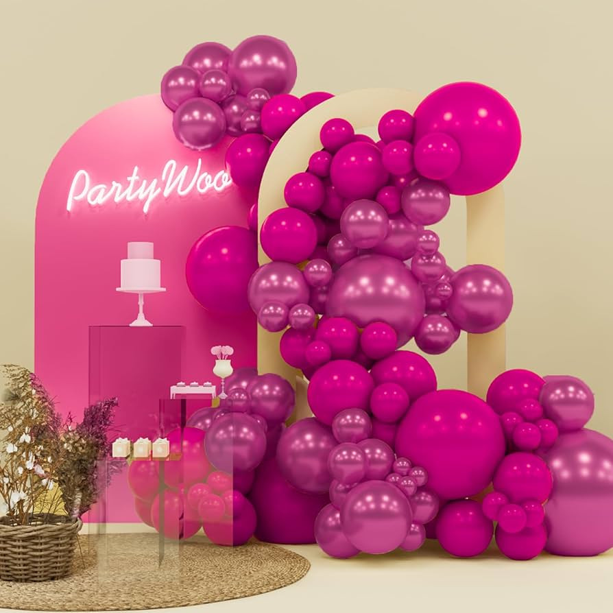 PartyWoo Magenta Balloons, 140 pcs Magenta and Metallic Magenta Balloons Different Sizes Pack of ... | Amazon (US)