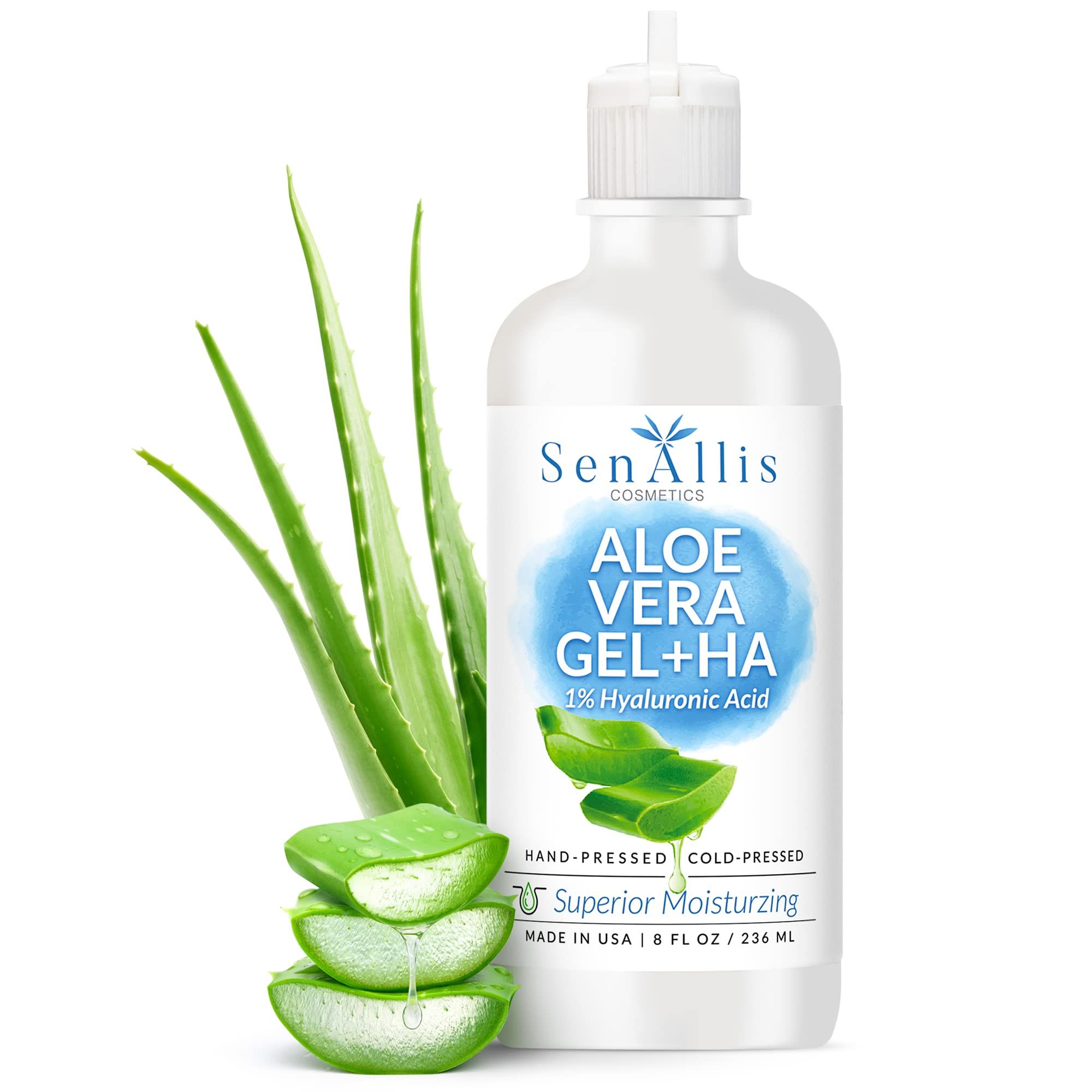 Aloe Vera Gel + Hyaluronic Acid + Vitamin E Serum 8 fl oz, Made In USA, Anti Aging, Anti Wrinkle,... | Amazon (US)