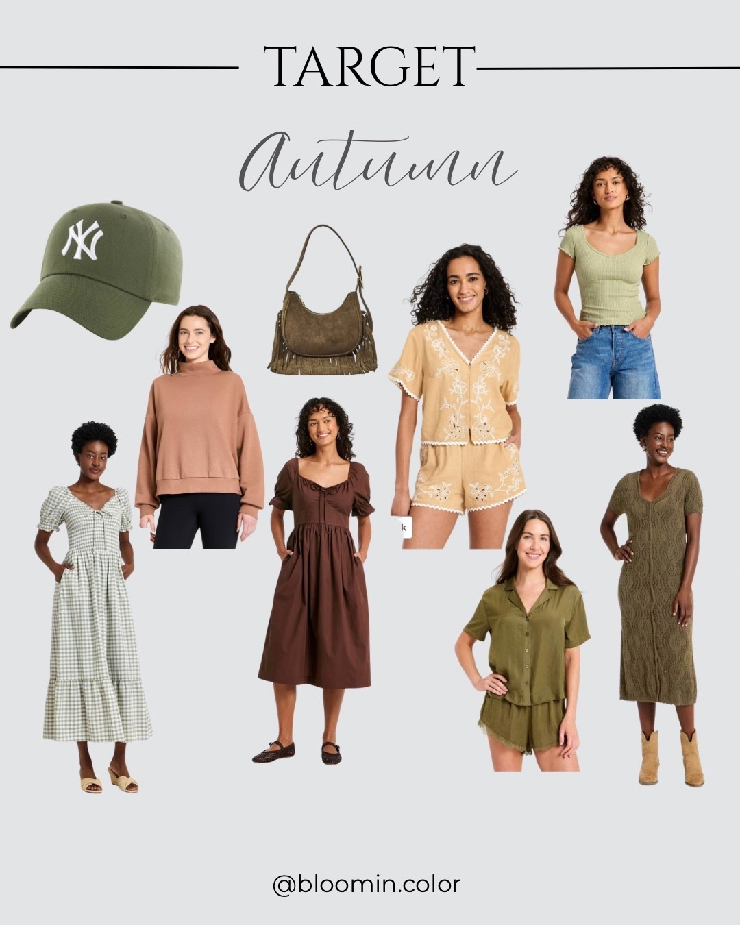 Target Autumn finds 
Swimsuits , dresses, ball cap , pajama set 

True Autumn 
Autumn color palette 

#LTKootd #LTKSwim #LTKActive