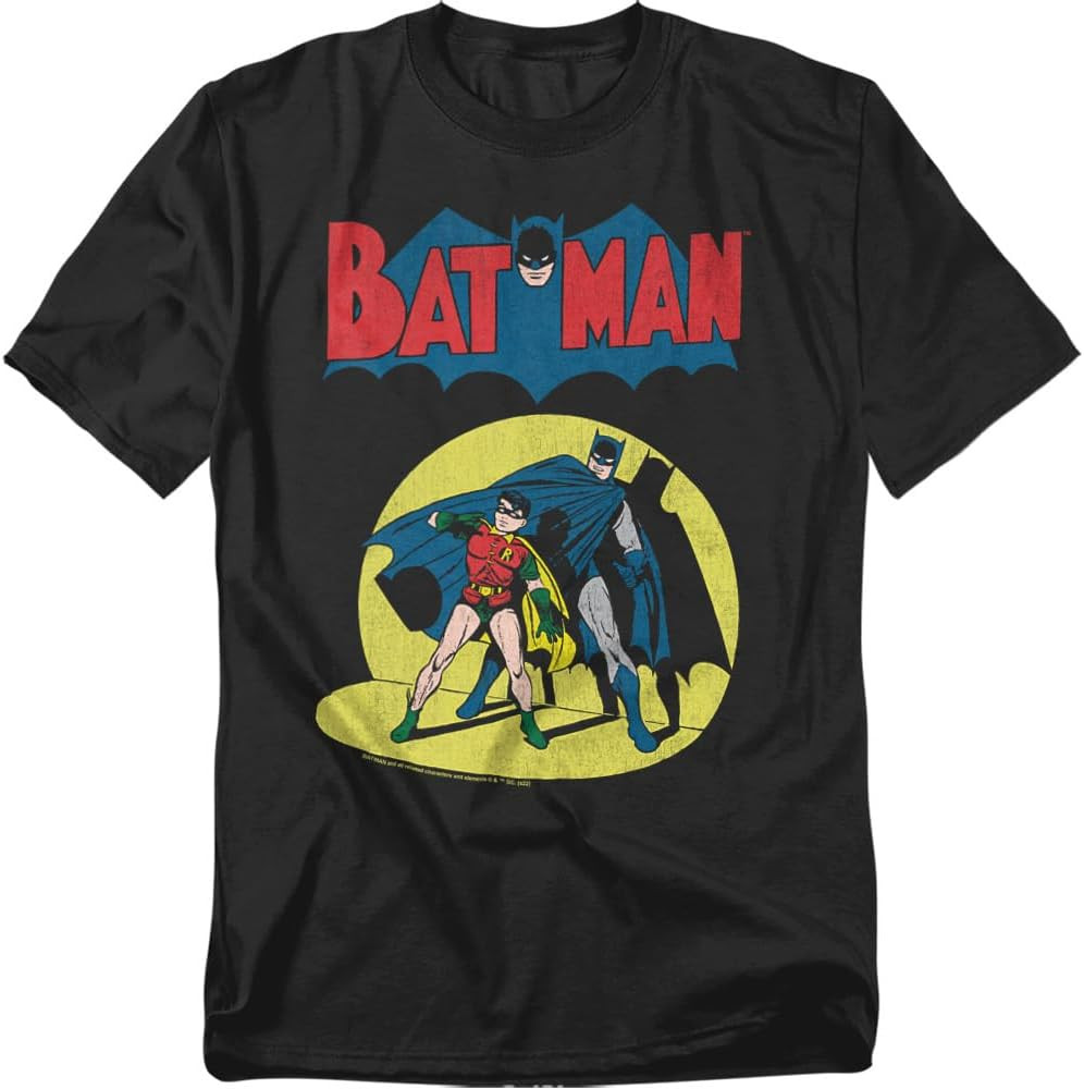 Batman and Robin Retro Spotlight Unisex Adult T Shirt | Amazon (US)