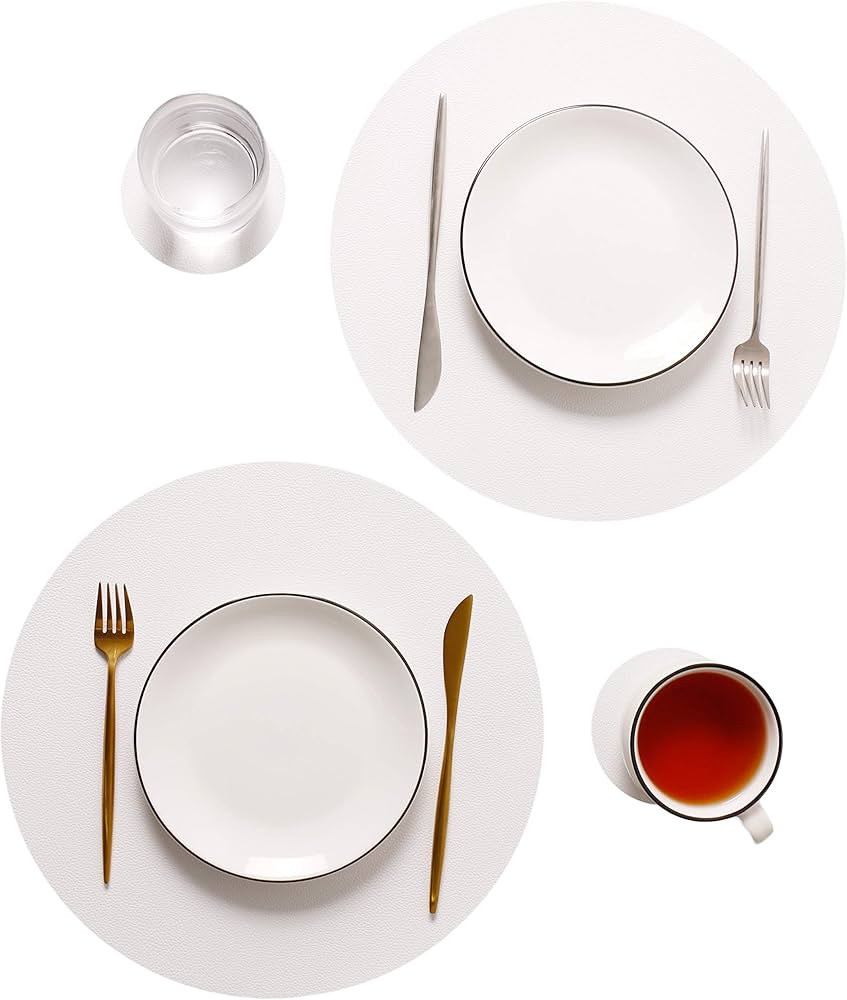Wipeable Placemats and Coasters Leather Table Mats Waterproof Heat-Resistant Easy to Clean for Di... | Amazon (US)