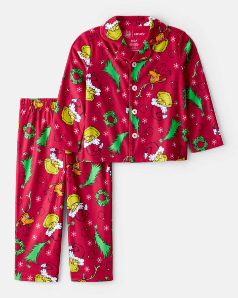 Toddler Dr. Seuss™ The Grinch Print Fleece Long-Sleeve Loose Fit 2-Piece Pajamas - Red | Carter's Inc