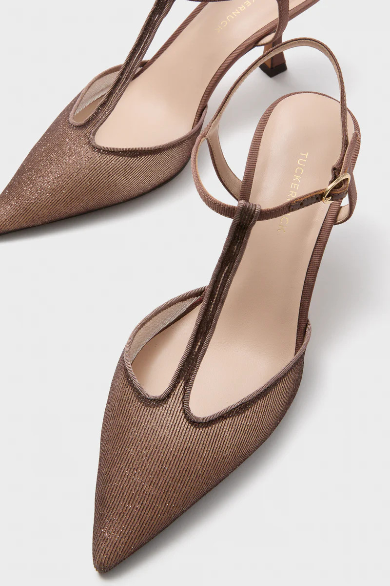 Mauve Metallic Mesh Margot Heels | Tuckernuck (US)