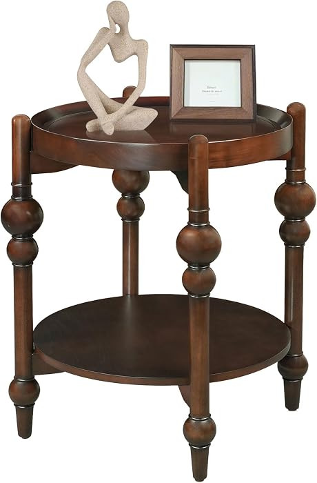 Nesting End Table for Living Room,Round Solid Wood Frame Nest Side Tables with Storage,Retro Acce... | Amazon (US)
