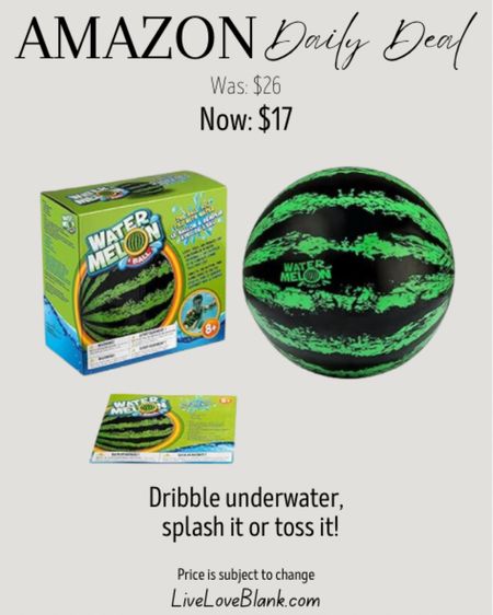 Amazon daily deal
Summer must have, will keep the kids entertained 
Pool toy that you can dribble underwater, bounce it or pass it!
Prices subject to change
Commissionable link 


#LTKSaleAlert #LTKSeasonal #LTKFindsUnder50