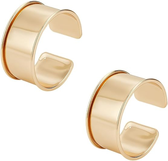 UNICRAFTALE Grooved Bangles Punk Style Wide Band Open Cuff Bangle Adjustable Alloy Wrist Cuff Wra... | Amazon (US)