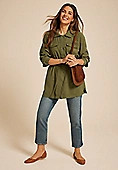 Olive Twill Cinched Waist Jacket | Maurices
