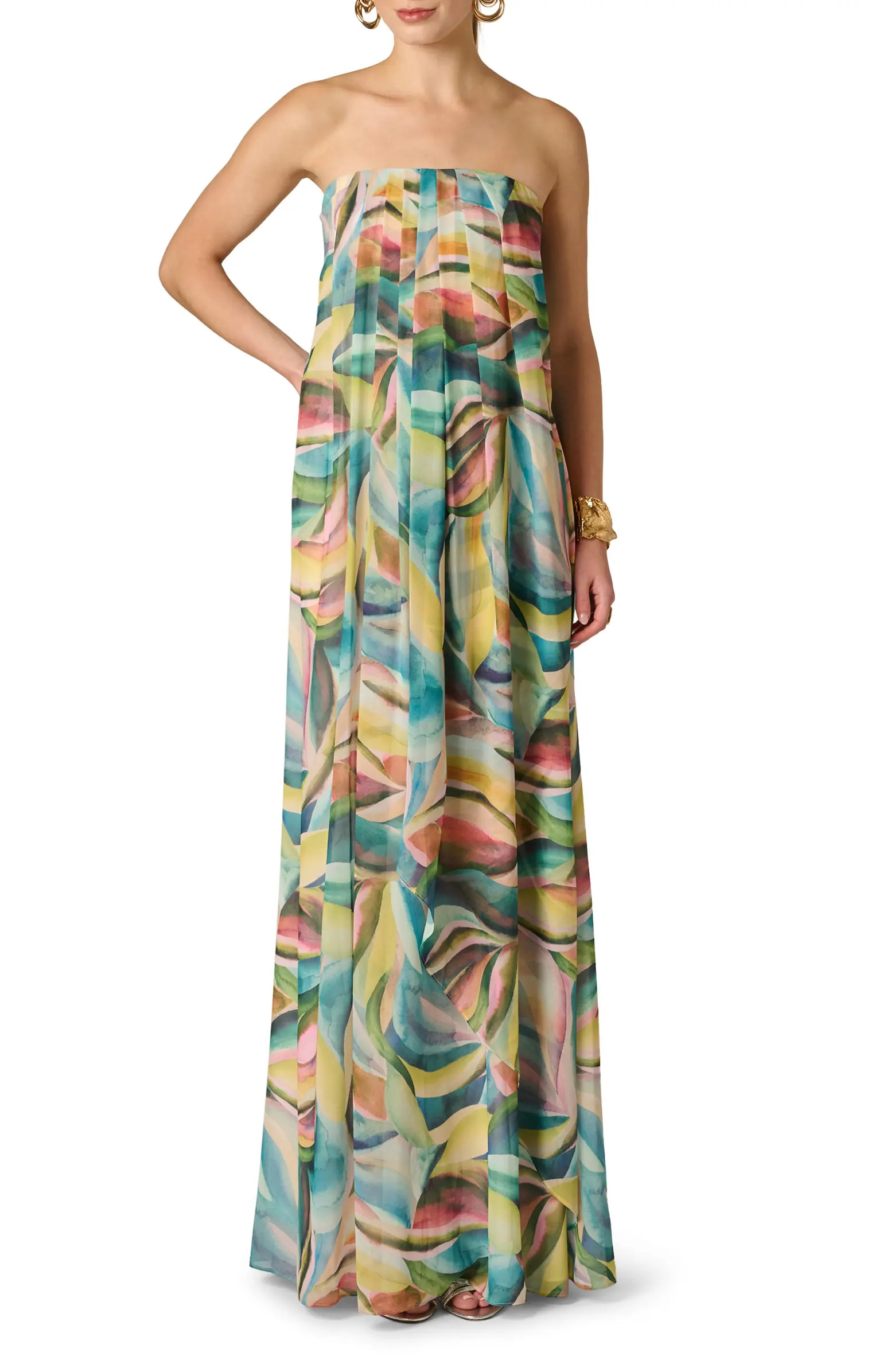 Adrianna Papell Print Strapless Chiffon Gown | Nordstrom | Nordstrom