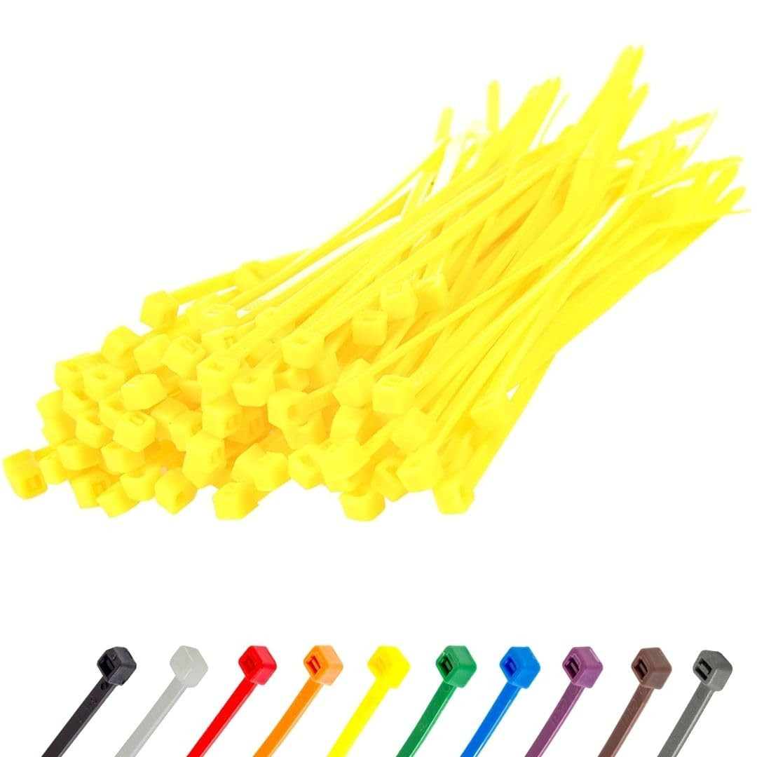 GTSE 4 Inch Yellow Zip Ties, 100 Pack, 18lb Strength, UV Resistant Nylon Small Cable Ties, Self-L... | Amazon (US)