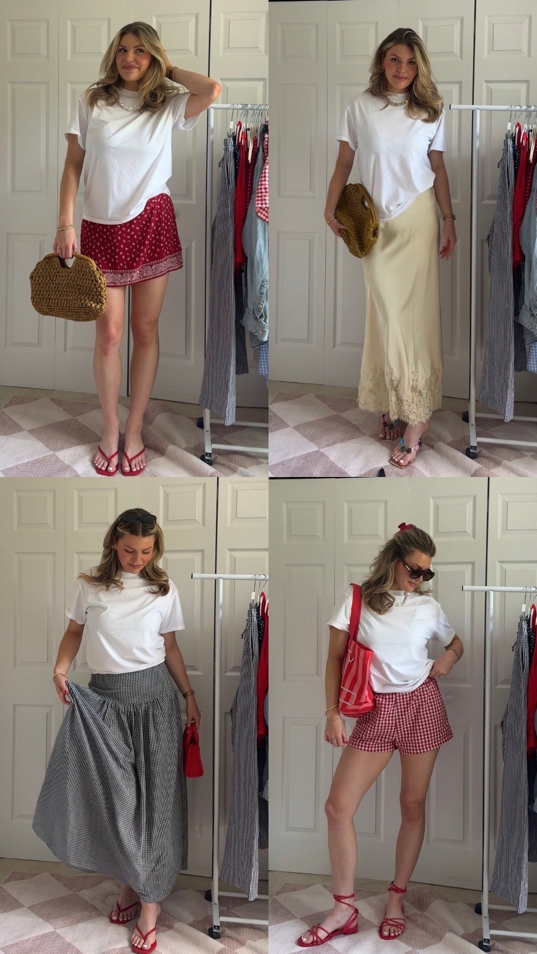 One white tee styled 4 ways!