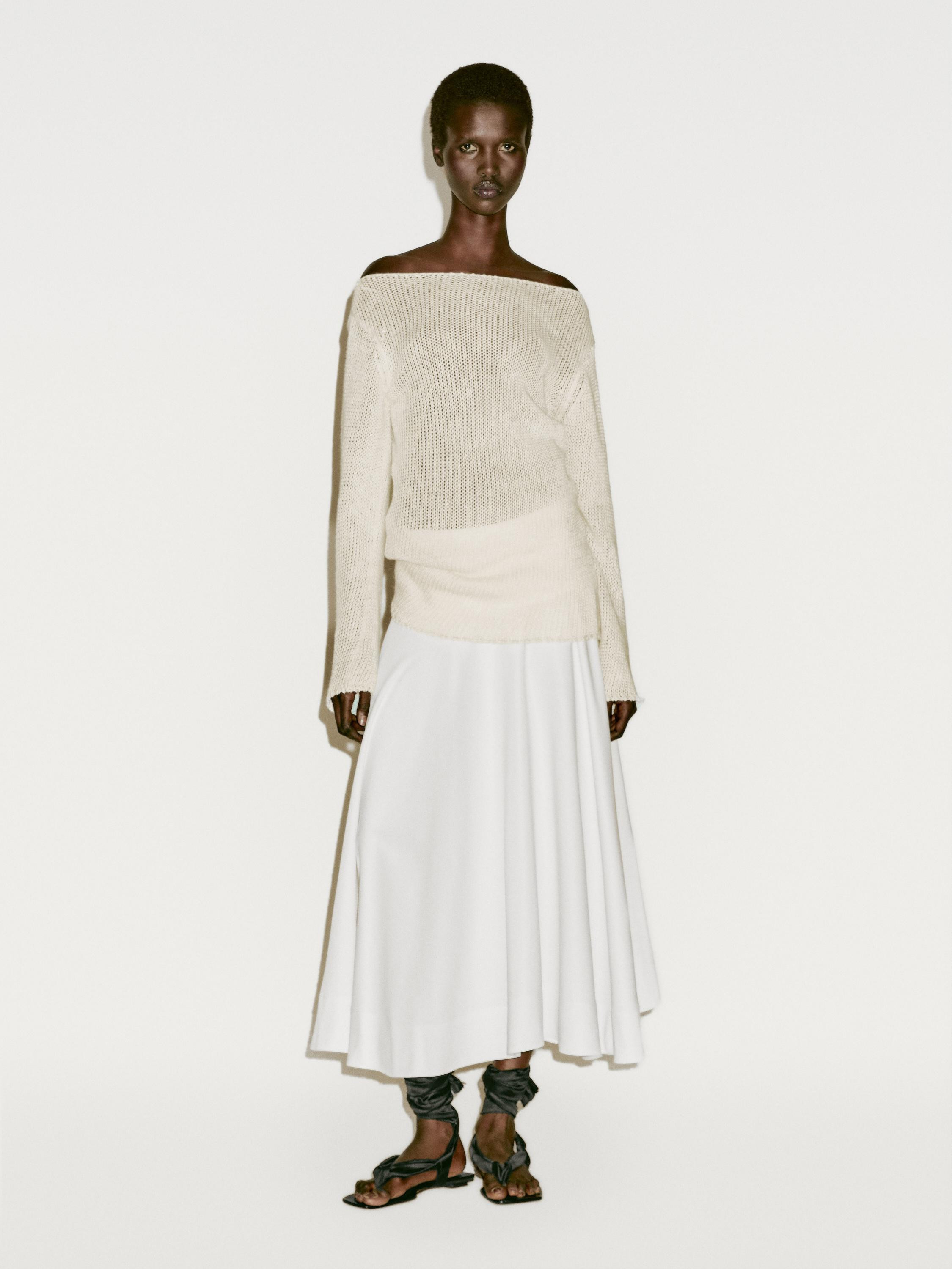 Flowing midi skirt with corset belt detail - Limited Edition | Massimo Dutti US