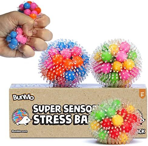 BunMo Hedgehog Stress Balls. 3pc Squishy Stress Ball for Kids - 38 Water Beads. Multi-Color Stress B | Amazon (US)
