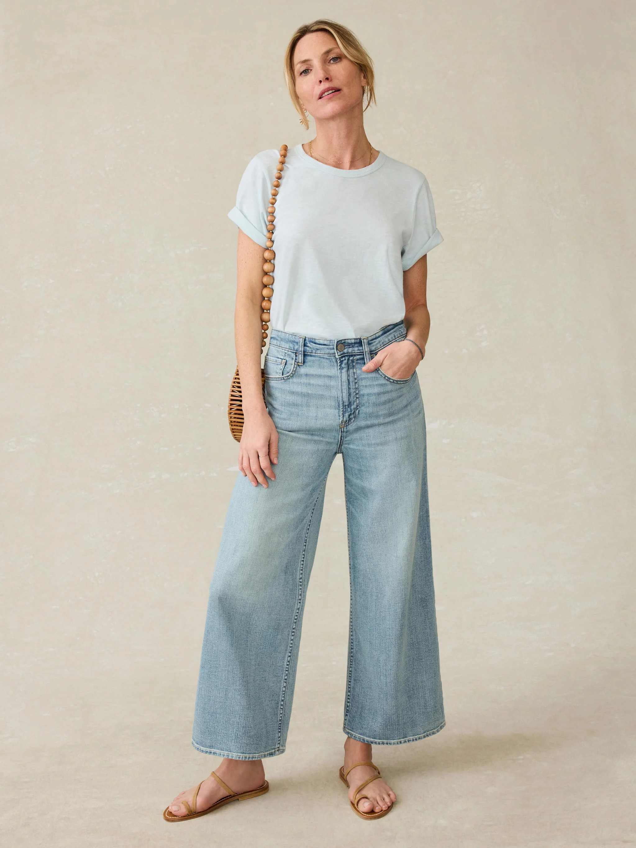 Saturday Denim Wide Leg Ankle - West Cove Wash | Faherty
