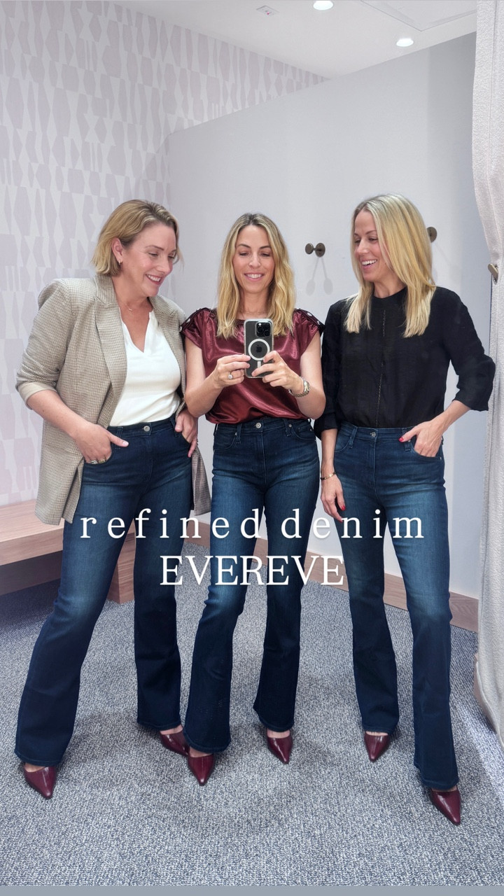 It’s the season of elevated denim!

All three of us were looking for elevated, darker denim to take us through fall and winter. Well, we found them at our go-to when we need a specific piece that will hit the mark. @EvereveOfficial always delivers! These elevated jeans look good on all 3 of our body types and can be styled so many different ways for evening events. 

Can we also discuss these oxblood heels? We will be wearing them with everything this fall and winter. And we’re 40+, let’s lean into the kitten heel, shall we??
 

Sizing notes:
Jeans run tts. We are all in our true sizes. Shoes also tts, as well as all tops! 

#EverevePartner
#EvereveStyle



#LTKOver40 #LTKSeasonal #LTKStyleTip