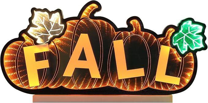MEETYAMOR Fall Decorations for Home, Fall Pumpkin sign for Fall Decor, Infinity Mirror Tunnel Lig... | Amazon (US)