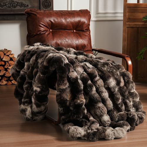 BENVWE Fluffy Faux Fur Throw Blanket for Couch, Soft Plush Thick Cozy Fuzzy Luxury Minky Bubble Blanket for Home Living Room Decor Gift for Women, Tie-dye Coffee, 50" x 60", 1100GSM | Amazon (US)
