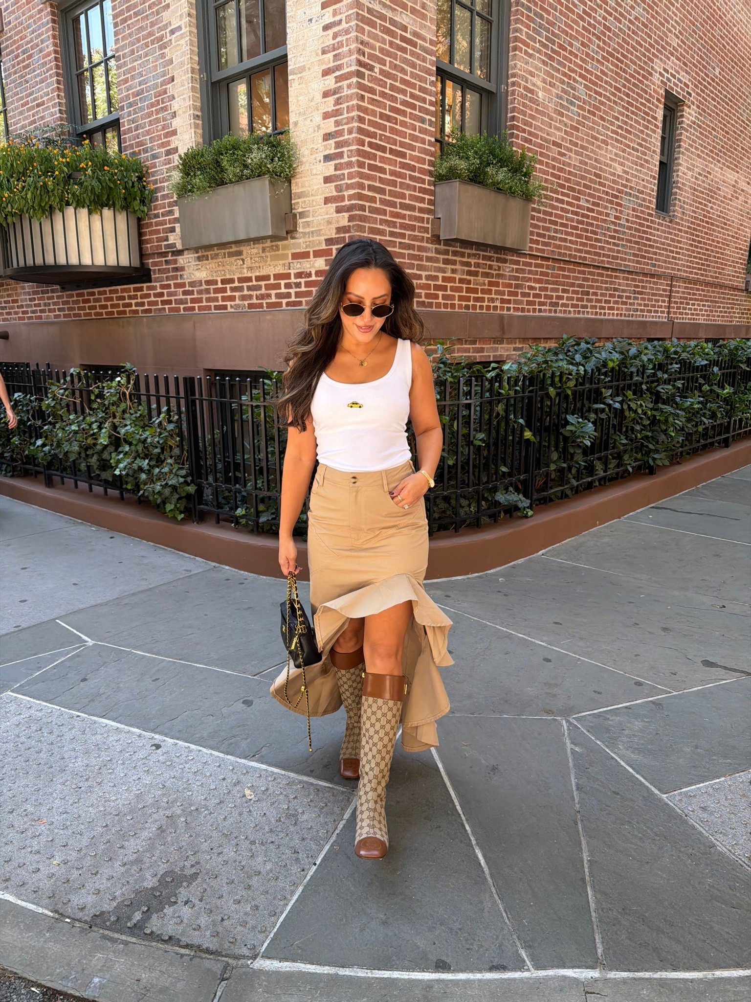 One of my fave fits from nyc!! Love this midi skirt with a ruffle.*my tank was custom embroidered but you can get the regular white tank

In size smalls

#LTKNYFW #LTKootd #LTKPetite