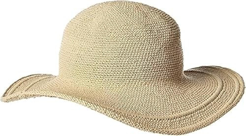 San Diego Hat Company Original Women's Cotton Crochet Hat, Large Brim Floppy Hat, UPF 50+, 4” Brim, Tan | Amazon (US)