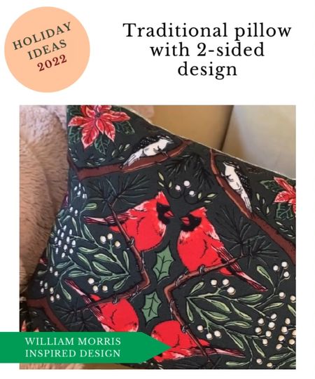 This traditional throw pillow with William Morris inspired two-sided design is a versatile addition to your holiday home decor. This 20”x12” lumbar Christmas pillow comes with the pillow cover and insert included, making it a unique and thoughtful Christmas gift idea. Place it on your sofa, bed, or armchair for a classic Christmas look. 

#LTKHoliday #LTKSeasonal #LTKhome