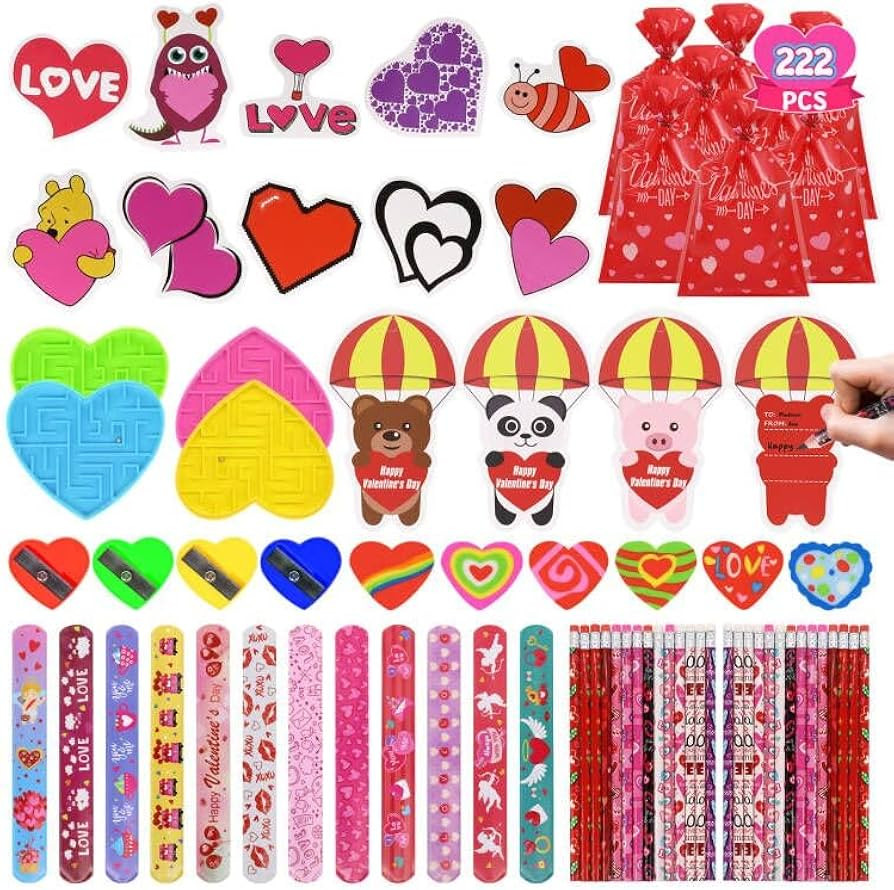 JICUICUI Valentines Day Gifts for Kids Classroom Prizes, 28 Pack Stationery Set Includes Exchange... | Amazon (US)