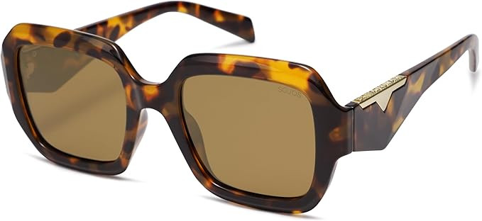 SOJOS Trendy Square Polarized Sunglasses for Womens Mens,Retro Polygon Shades Plastic Frame Sun G... | Amazon (US)