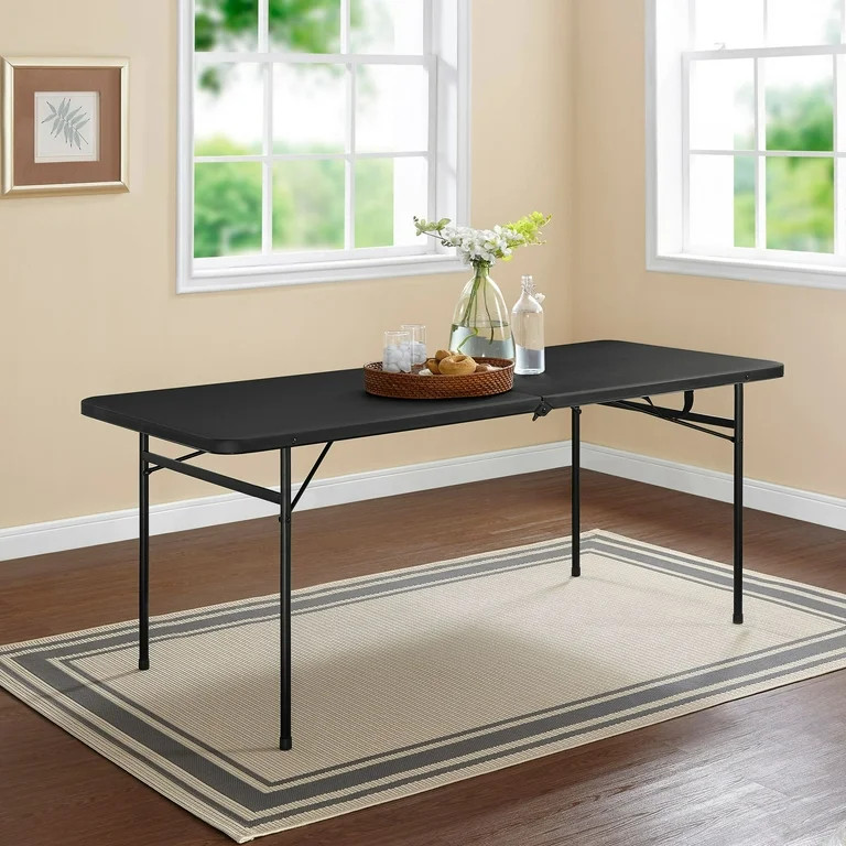 Mainstays 6 Foot Bi-Fold Plastic Folding Table, Black | Walmart (US)