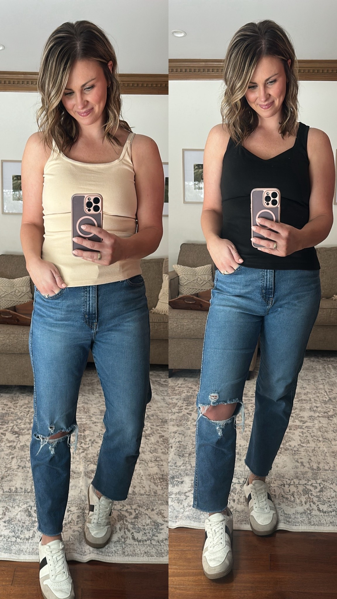 Amazon tanks great for base layers, wearing medium in both. 

#LTKMidsize