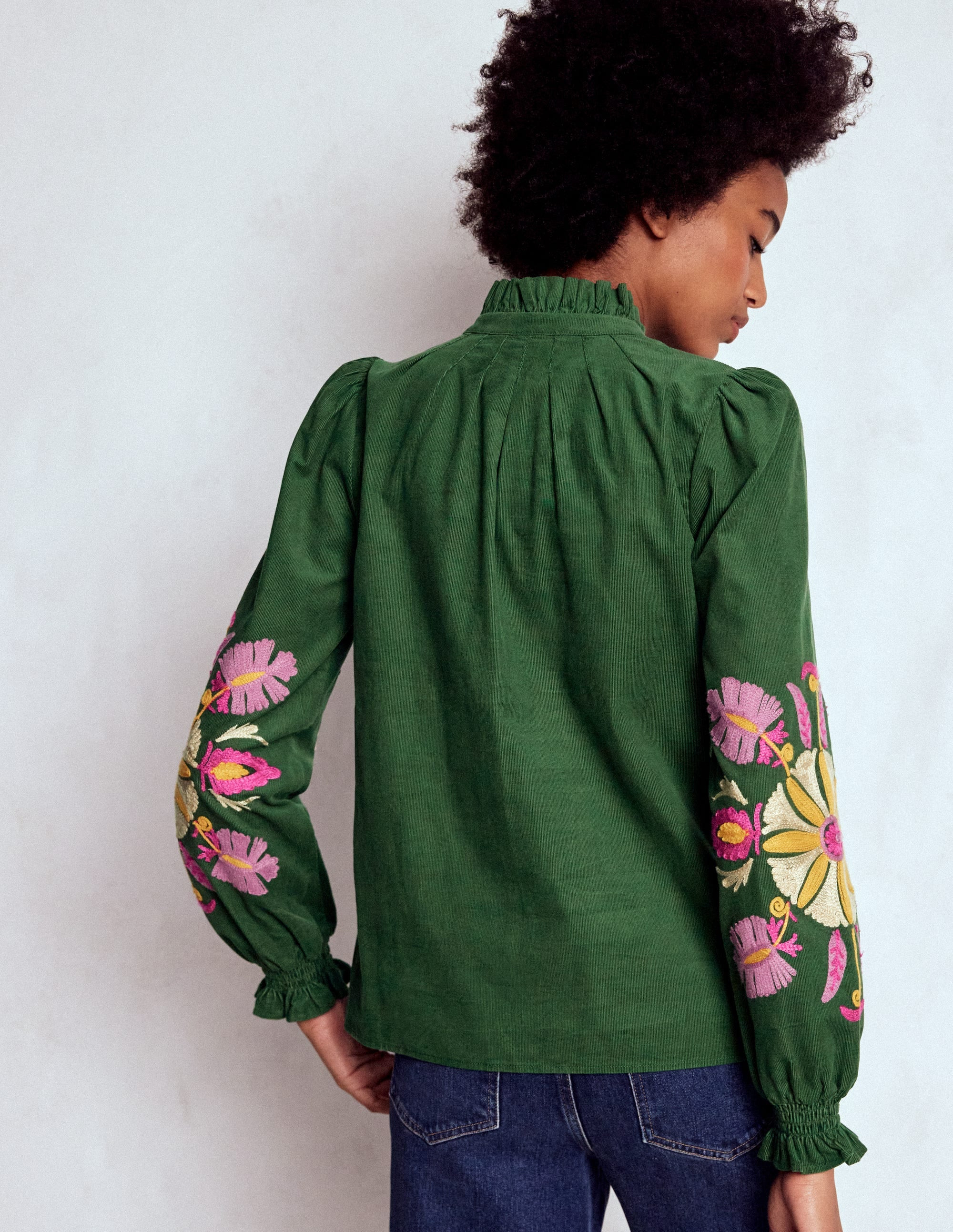 Lorna Cord Top-Hunter Green Embroidered | Boden (US)