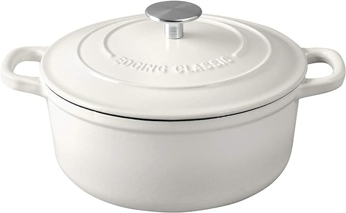 EDGING CASTING Enameled Cast Iron Covered Dutch Oven with Dual Handle, 3.5 Quart, White | Amazon (US)