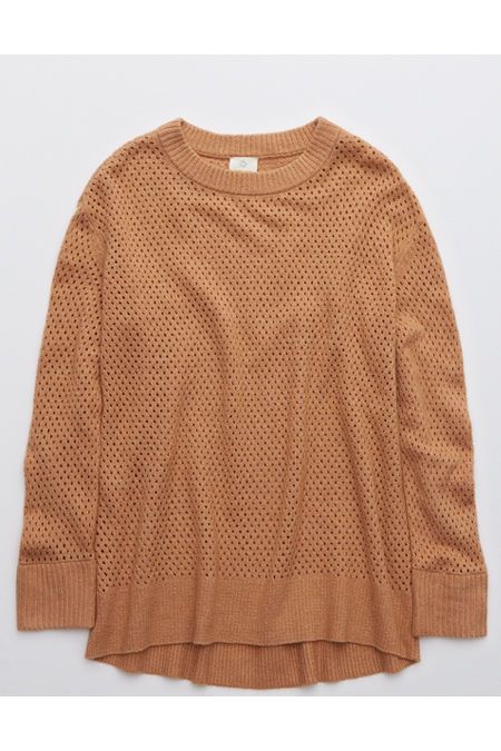 OFFLINE Open Knit Sweater Women's Raw Sienna XXL | American Eagle Outfitters (US & CA)