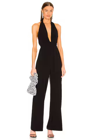 Norma Kamali Halter Wrap Straight Leg Jumpsuit in Black from Revolve.com | Revolve Clothing (Global)