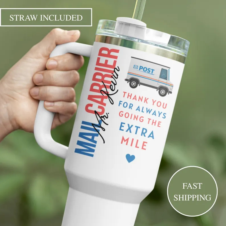 Postal Worker Tumbler Mail Carrier Tumbler With Handle 40oz Mailman Gift Travel Mug Mail Carrier ... | Etsy (US)