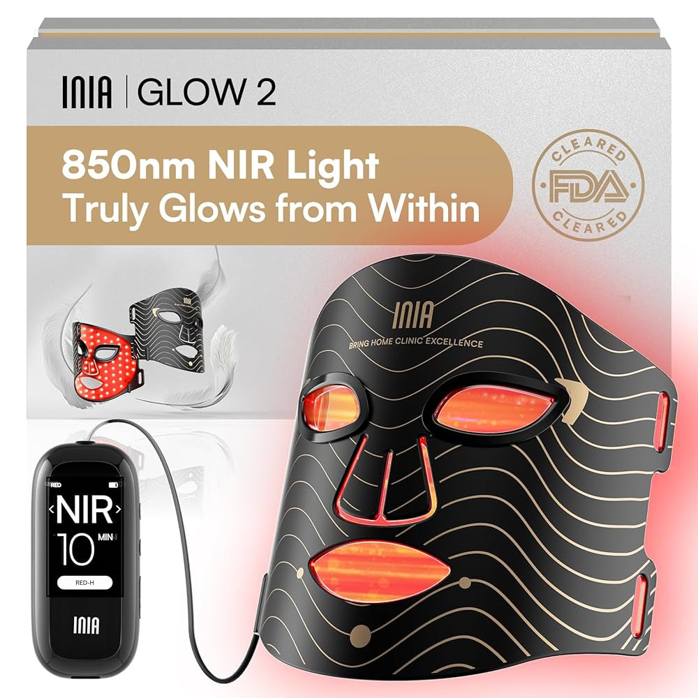 INIA Red Light Therapy Mask for Face – 4 Light Modes with 850nm NIR, Red & Blue LED Light Thera... | Amazon (US)