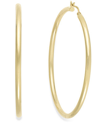 Round Hoop Earrings in 14k Gold Over Silver  - Macy's | Macy's