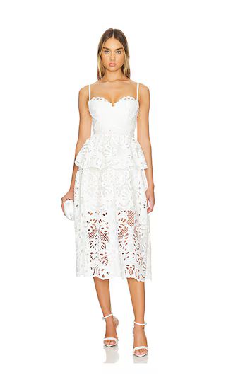 Tiered Midi Dress in White | Revolve Clothing (Global)