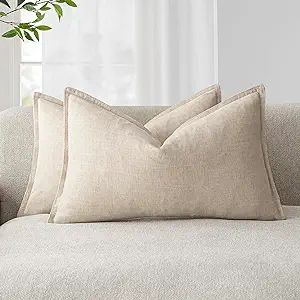 Foindtower Pack of 2, Decorative Linen Soild Throw Pillow Covers Soft Accent Lumbar Cushion Case ... | Amazon (US)