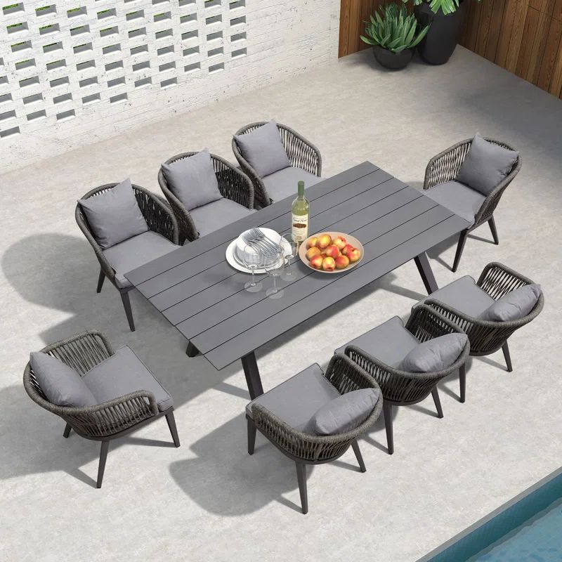 Barrus 8 - Person Rectangular Outdoor Dining Set with Cushions | Wayfair North America