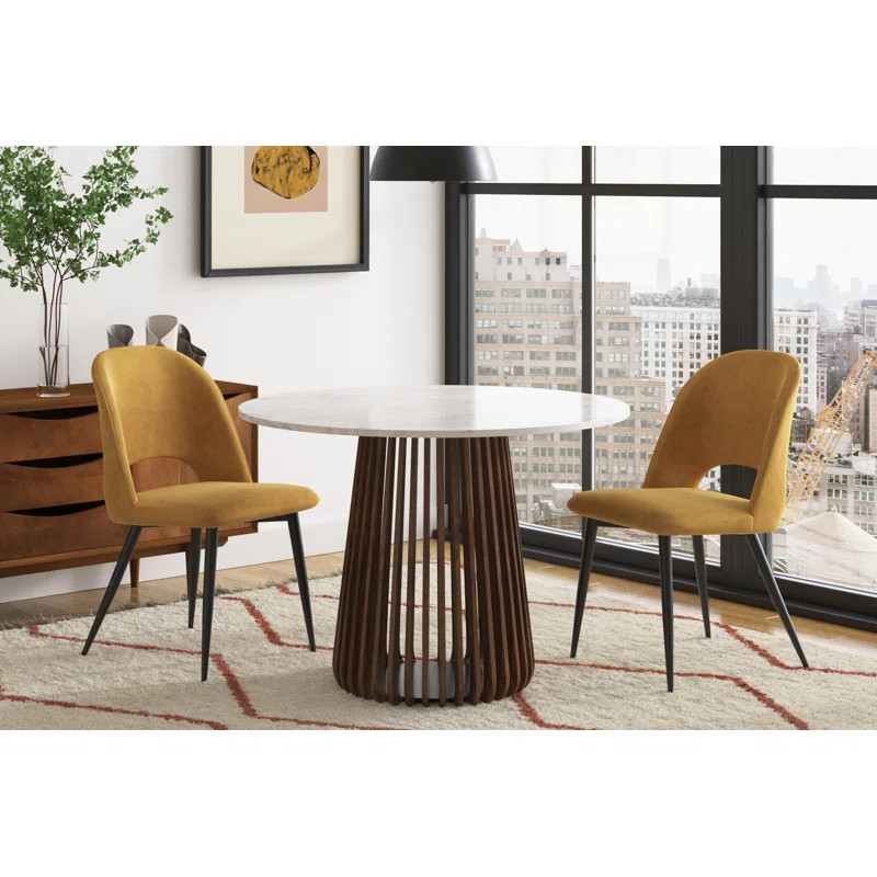 AllModern Kendall Solid Wood & Marble Round Dining Table & Reviews | Wayfair | Wayfair North America